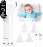 Befreit schnell und schonend verstopfte Nasen Elektrischer Nasensauger f&uuml;r jedes Alter Leicht zu reinigen, Silikon-Rotzsaugerd&uuml;sen & 3 Saugstufen f&uuml;r Neugeborene, Kleinkinder und Kleinkinder
