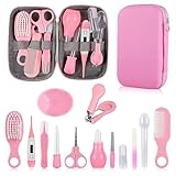 Baby-Pflegeset, Sicherheitspflege-Set f&uuml;r Kleinkinder mit Haarb&uuml;rste, Kamm, Nagelknipser, Nasensauger, Baby-Essentials-Set f&uuml;r Neugeborene, M&auml;dchen, Jungen (rosa Baby-Pflegeset)
