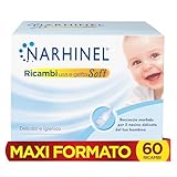 Narhinel Maxi Format 60 weiche Ersatzteile für Nasensauger für Babys und Kinder, mit saugfähigem Hygienefilter, um Schleim zu halten, Packung mit 60 Einweg-Ersatzteilen
